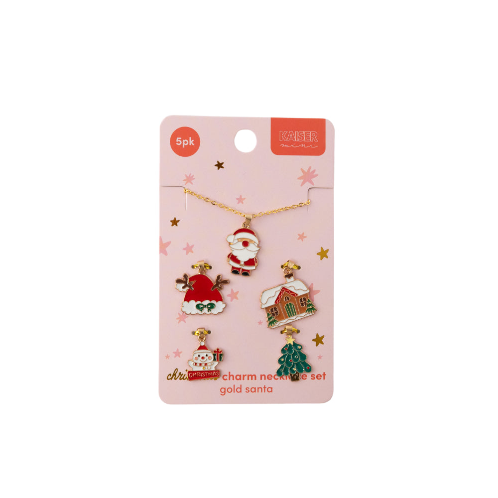 Kids 5pk Charm Necklace Set - GOLD SANTA